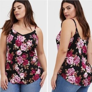 Torrid Floral Camisole in Black and Pink